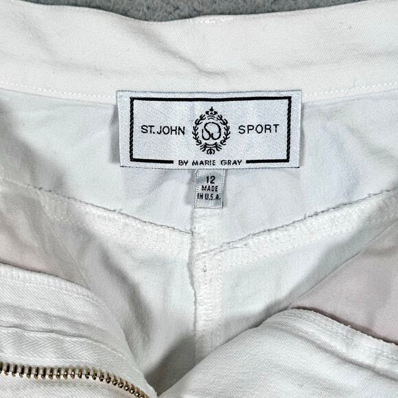 St. John Sport Pants Women's 12 White Gold Jeans Pockets Quiet Luxury Preppy Mom - Picture 3 of 9